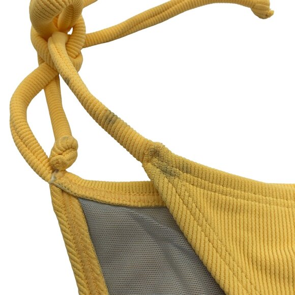 Salt & Cove Yellow Ribbed Bikini Bottoms With Side Tie Size L - Picture 5 of 11